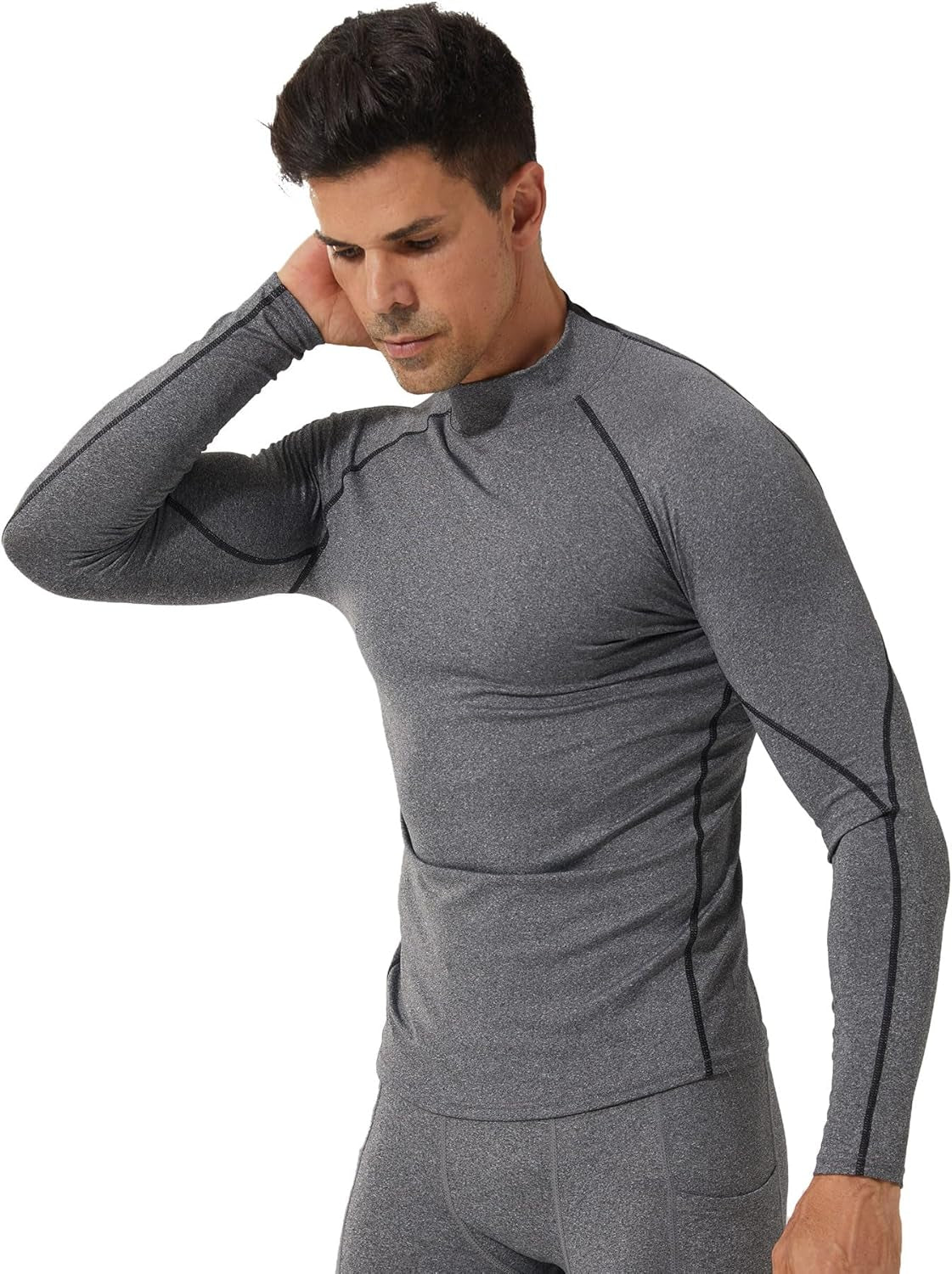 Elevate Your Workout with Our 3 Pack of Men's Mock Turtleneck Compression Shirts - Long Sleeve, Sun Protection, and Cooling Undershirts for Ultimate Comfort