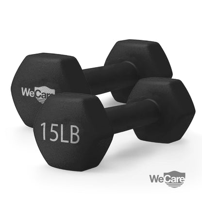Elevate Your Fitness Routine with Our 15Lb Neoprene Hex Dumbbell Pair in Sleek Black