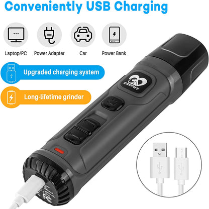 Revolutionary Dog Nail Grinder with Dual LED Lights - Powerful 2-Speed Electric Trimmer for Stress-Free Grooming of Dogs and Cats in Stylish Grey
