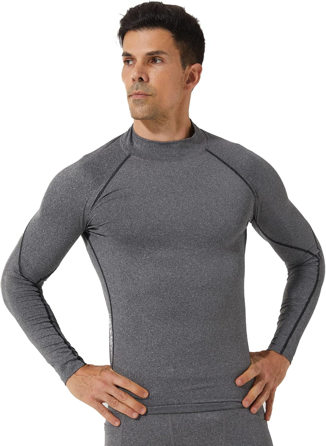 Elevate Your Workout with Our 3 Pack of Men's Mock Turtleneck Compression Shirts - Long Sleeve, Sun Protection, and Cooling Undershirts for Ultimate Comfort