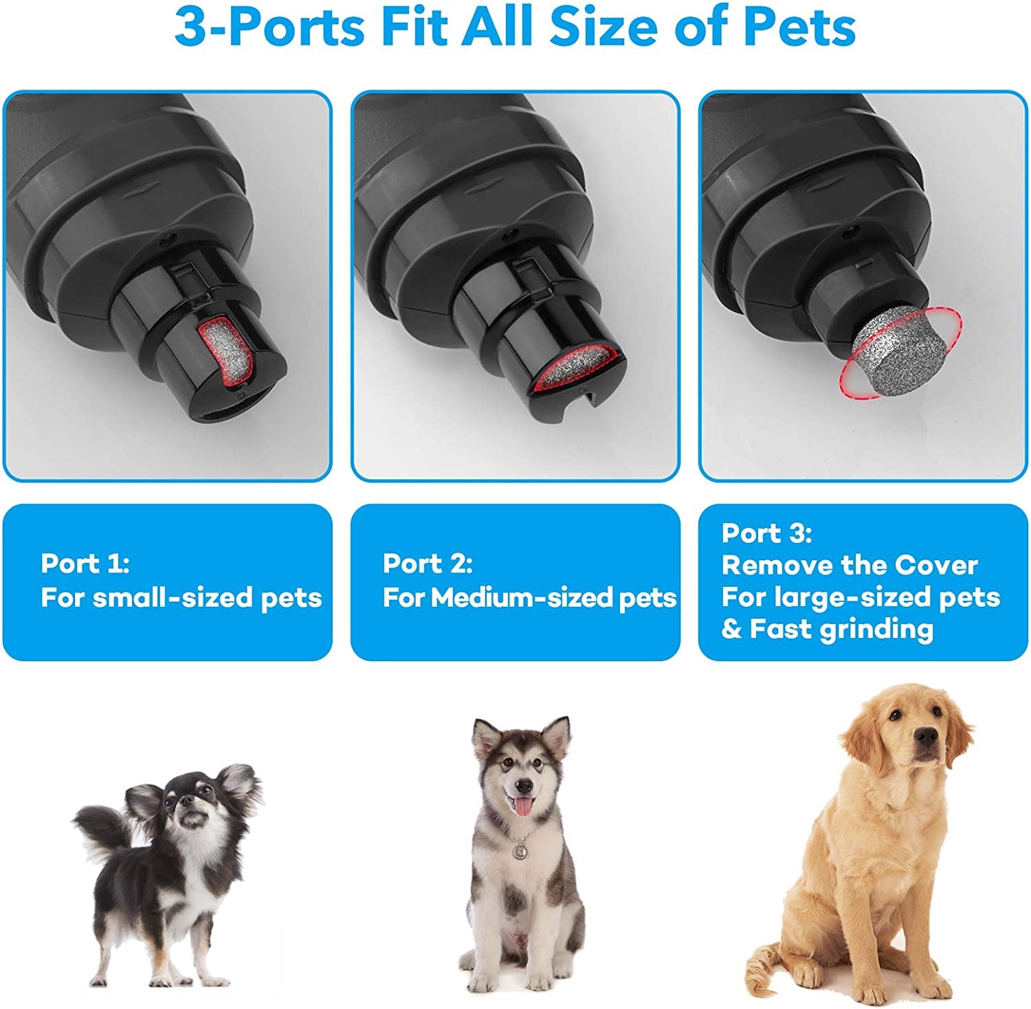 Revolutionary Dog Nail Grinder with Dual LED Lights - Powerful 2-Speed Electric Trimmer for Stress-Free Grooming of Dogs and Cats in Stylish Grey