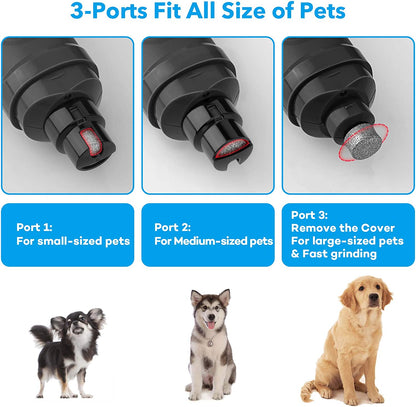 Revolutionary Dog Nail Grinder with Dual LED Lights - Powerful 2-Speed Electric Trimmer for Stress-Free Grooming of Dogs and Cats in Stylish Grey