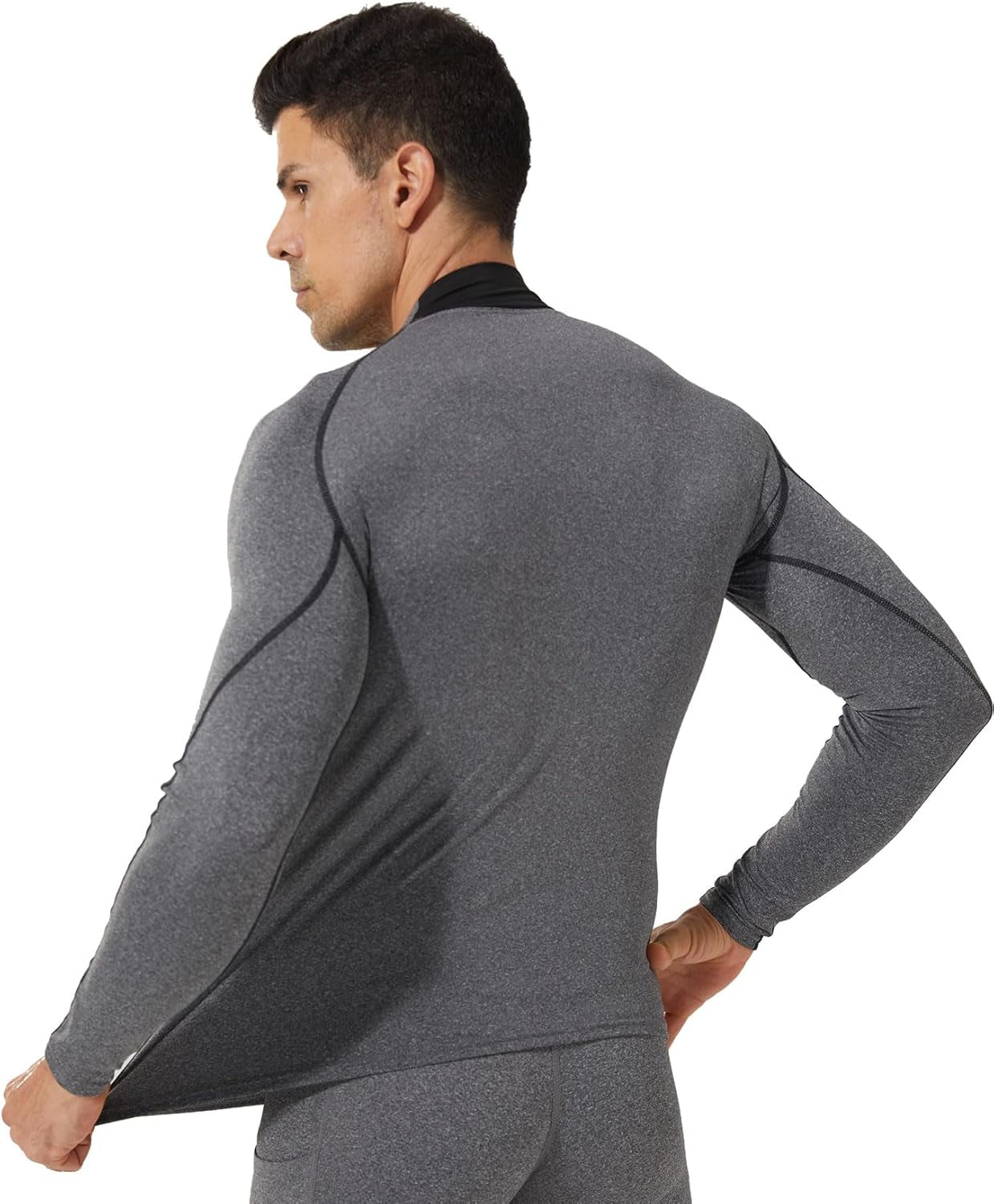 Elevate Your Workout with Our 3 Pack of Men's Mock Turtleneck Compression Shirts - Long Sleeve, Sun Protection, and Cooling Undershirts for Ultimate Comfort