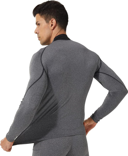 Elevate Your Workout with Our 3 Pack of Men's Mock Turtleneck Compression Shirts - Long Sleeve, Sun Protection, and Cooling Undershirts for Ultimate Comfort
